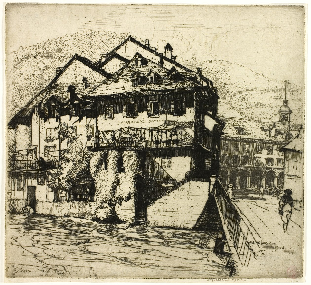 Hus på Aare, Sveits av Donald Shaw MacLaughlan