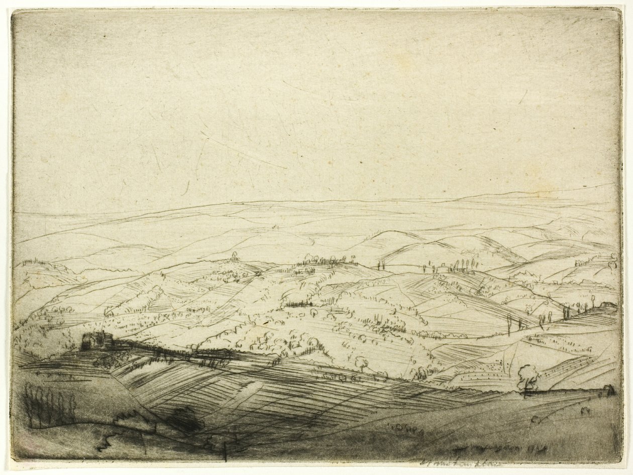 Skisse fra murene i San Gimignano av Donald Shaw MacLaughlan