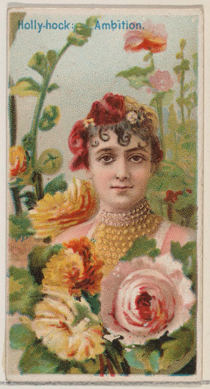 Hollyhock: Ambition, fra serien Floral Beauties and Language of Flowers N75 for Duk..., 1892. av Donaldson Brothers