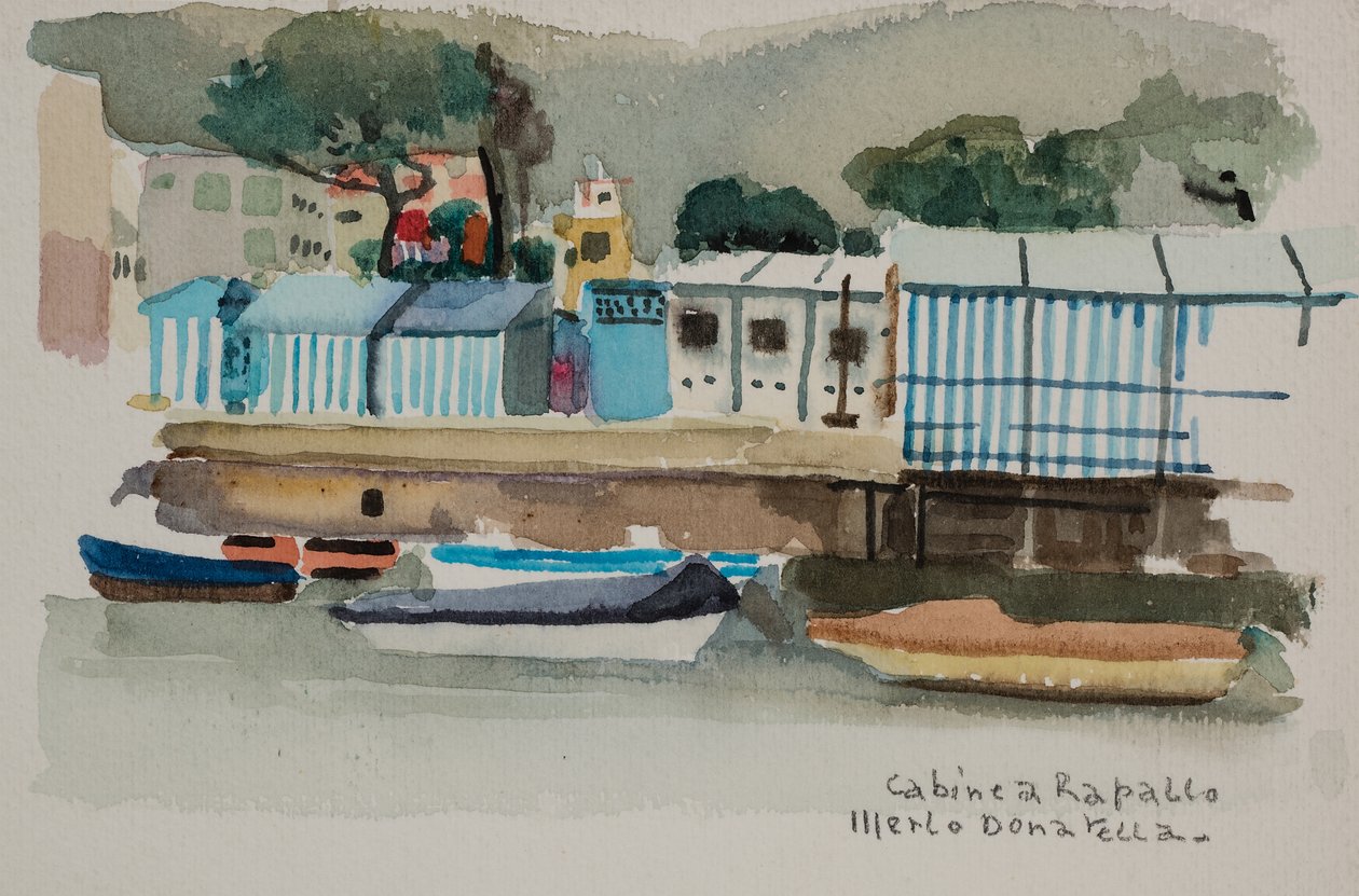 Hytter i Rapallo, ca. 1979 (akvarell på papir) av Donatella Merlo