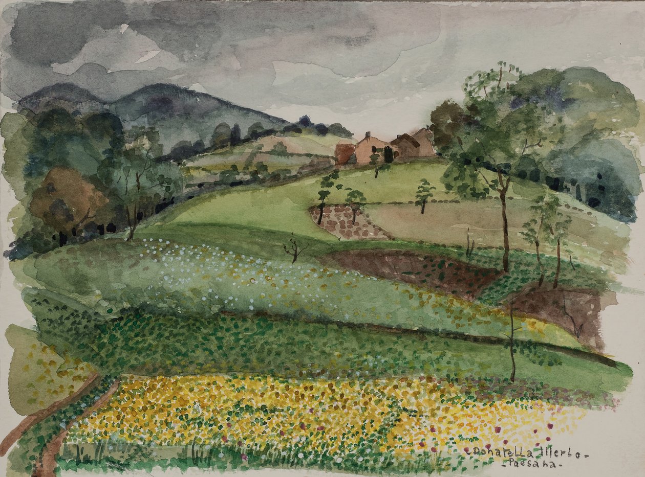 Bonde, ca. 1980 (akvarell på papir) av Donatella Merlo