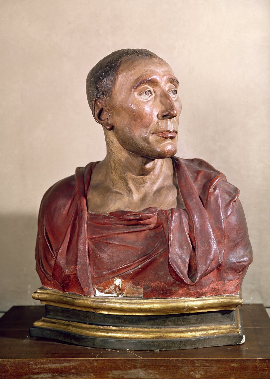 Portrettbyste av condottiere Niccolo da Uzzano (1359-1431) (polykrom terrakotta) (se også 100339 og 228520) av Donatello