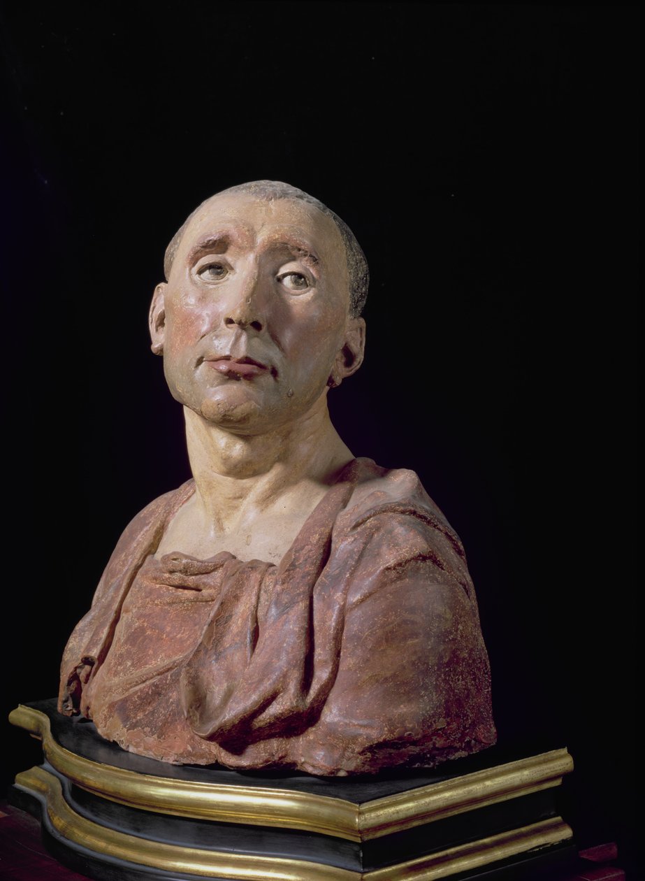 Portrettbyste av condottiere Niccolo da Uzzano (1359-1431) (polykrom terrakotta) (se også 85211 og 228520) av Donatello