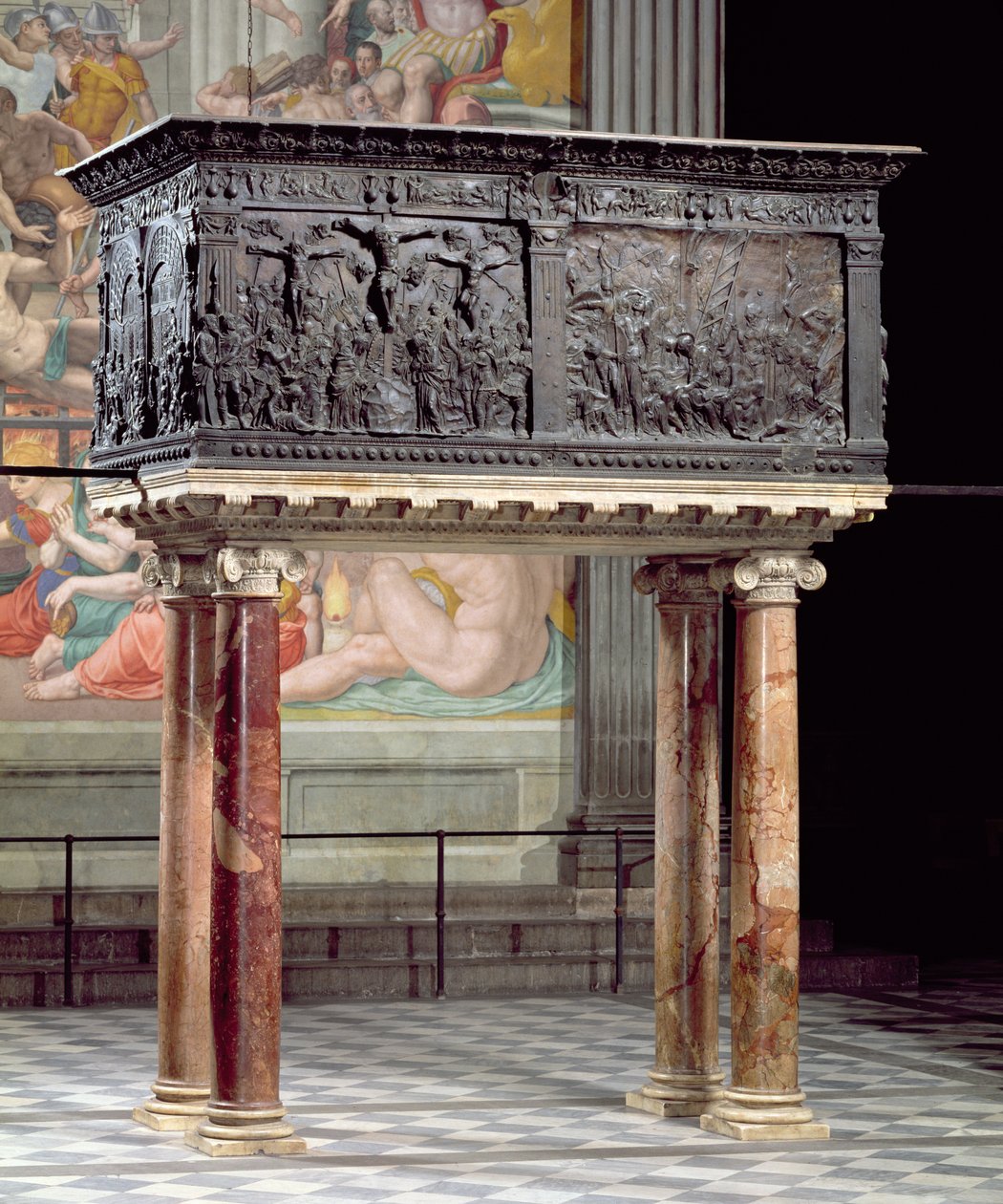 Prekestol fra sørsiden av skipet, 1460 (bronse) av Donatello