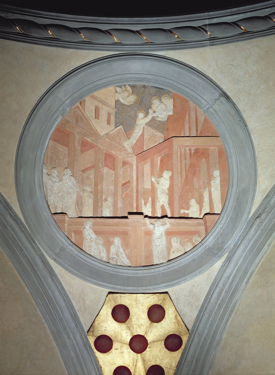 The Ascension of St. John, spandrel-medaljong, ca. 1425 (gips) av Donatello