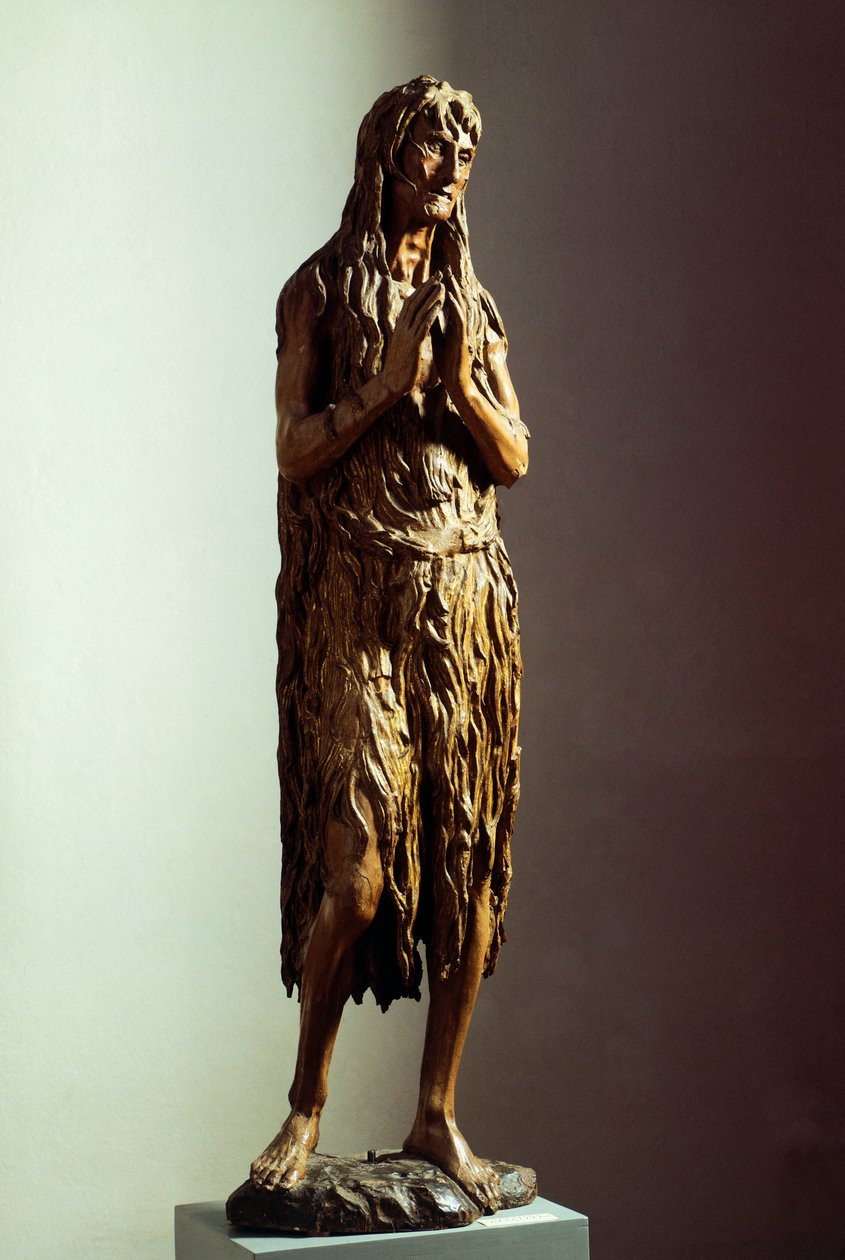 Penitent Magdalene av Donatello (ca 1386-1466), trestatue av Donatello