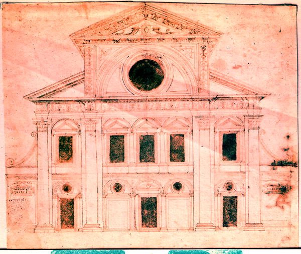 Design for fasaden til en kirke av Donato Bramante