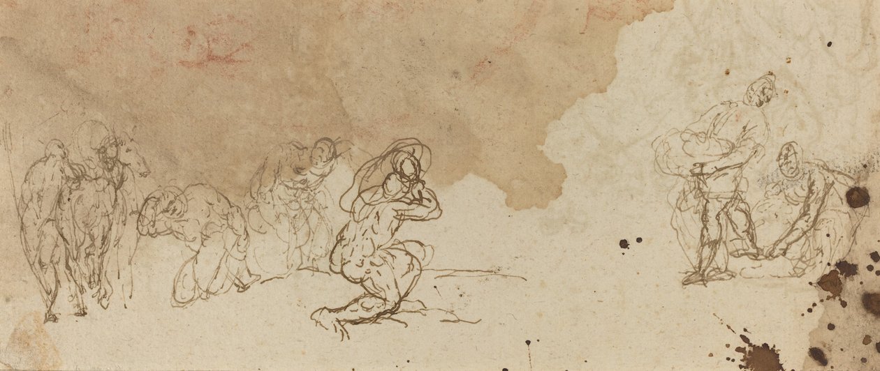 Studier av figurer for en tilbedelse av magiene [verso] av Donato Creti