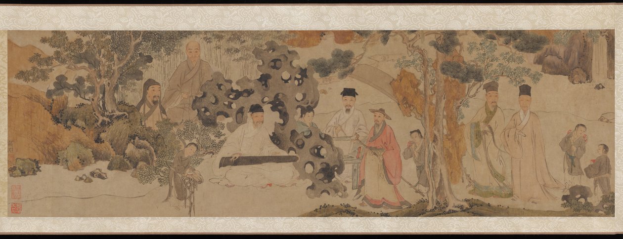 Exalted Gathering in the Green Woods, ca. 1620 (blekk og farge på papir) av Dong Qichang