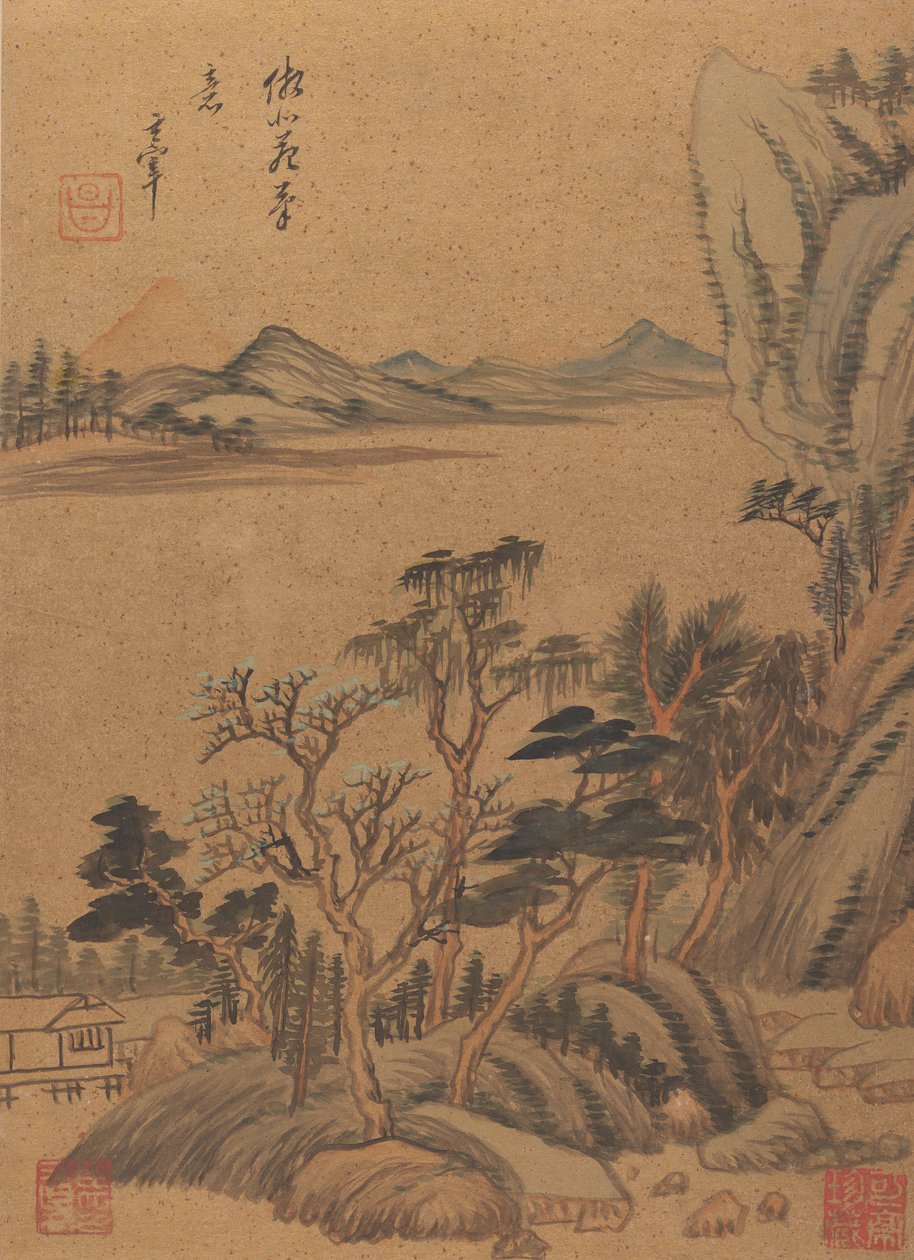 Landskap og dikt, 1600-tallet, trolig etter 1625. av Dong Qichang