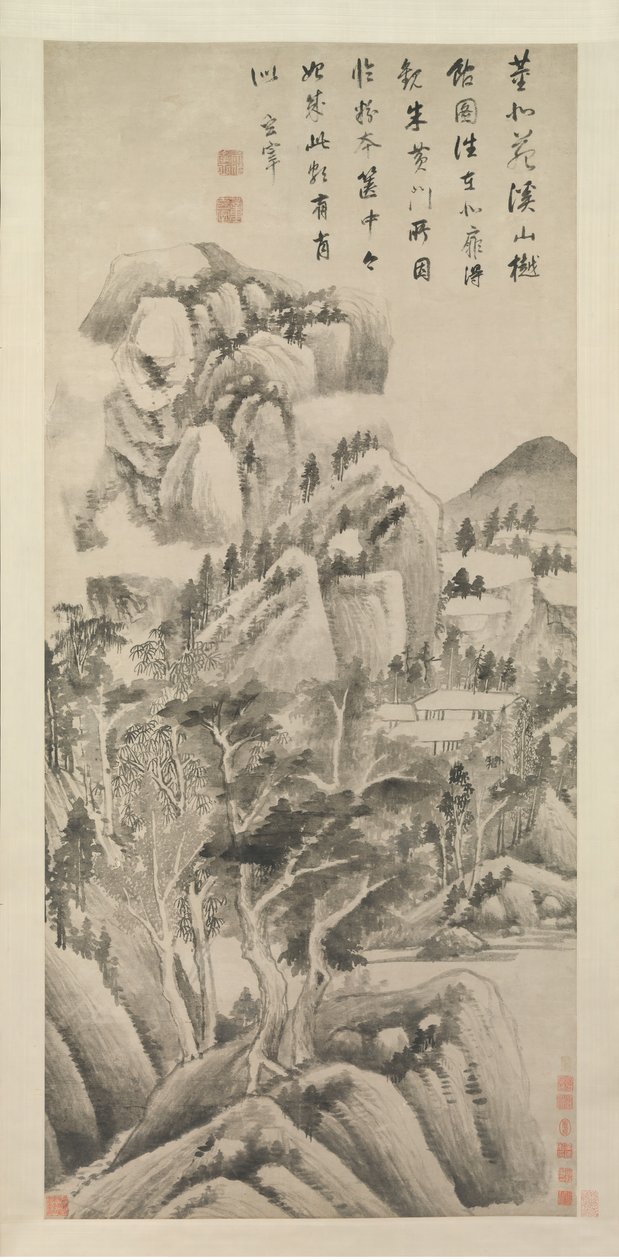 Skyggefulle boliger blant bekker og fjell, ca. 1622-25. av Dong Qichang