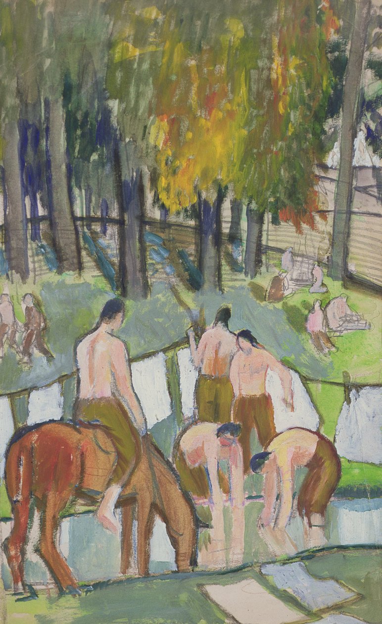 Soldiers at a Stream, 1920 (wc på papir) av Dora Carrington