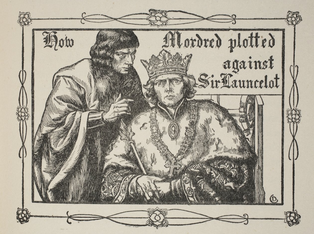 Hvordan Mordred planla mot Sir Launcelot, illustrasjon fra 