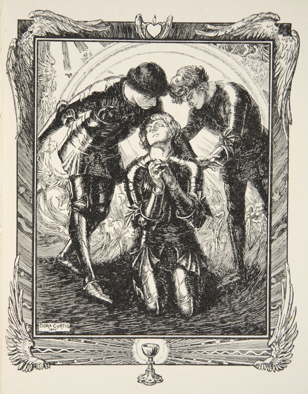 Deretter dro de til Sir Galahad, illustrasjon fra "Stories of King Arthur and the Round Table" av Beatrice Clay av Dora Curtis
