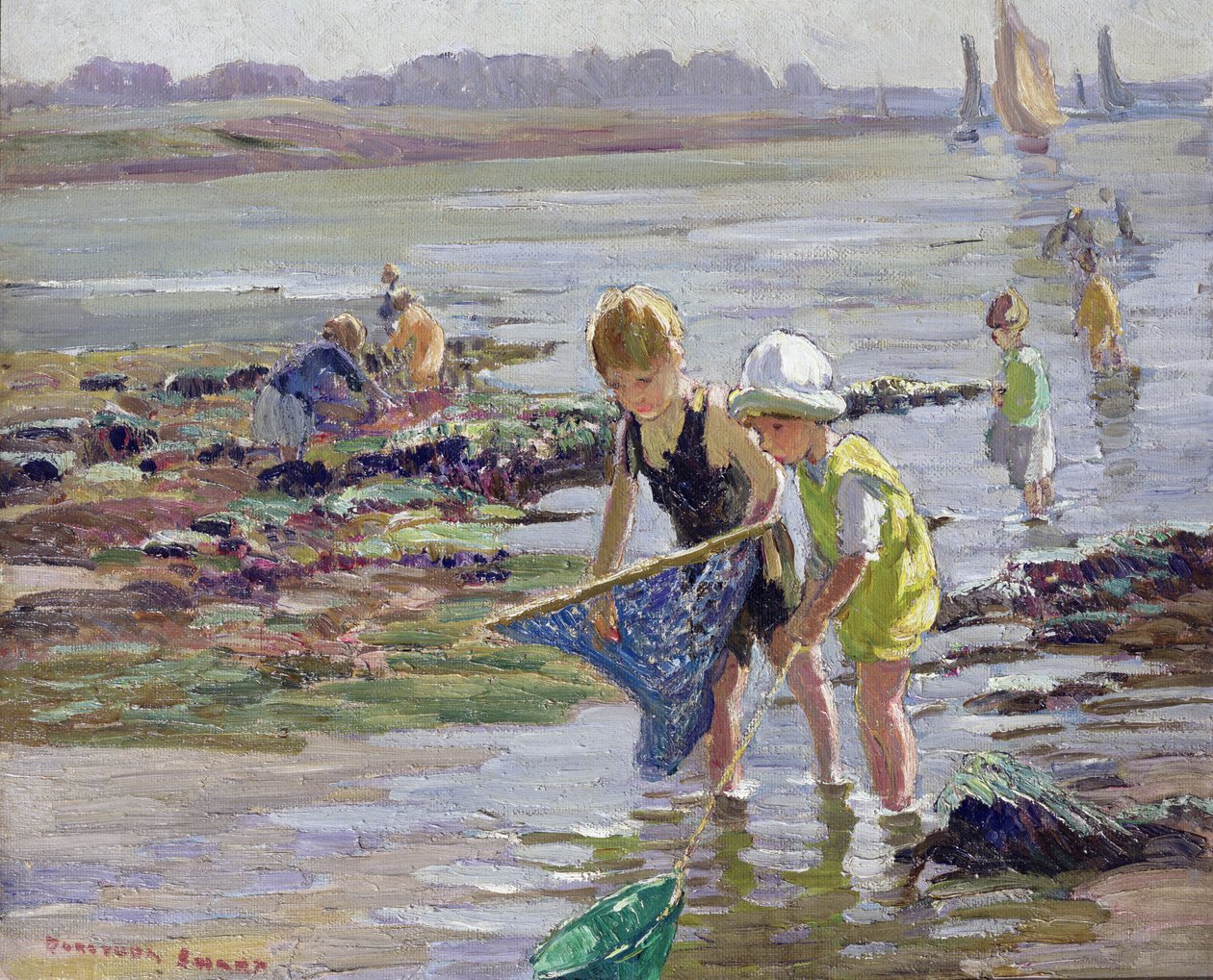 Barn som leker ved sjøen av Dorothea Sharp