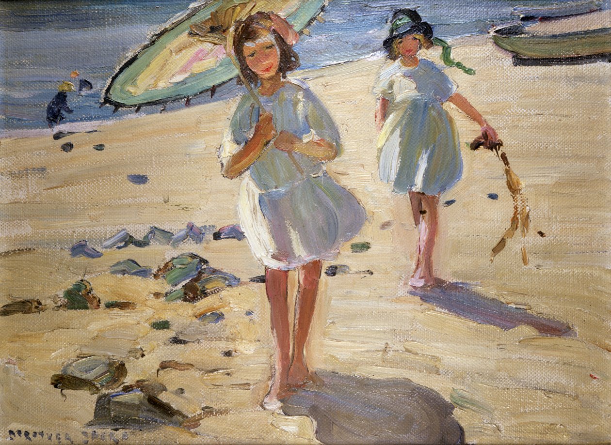 Venner på stranden (olje på lerret) av Dorothea Sharp