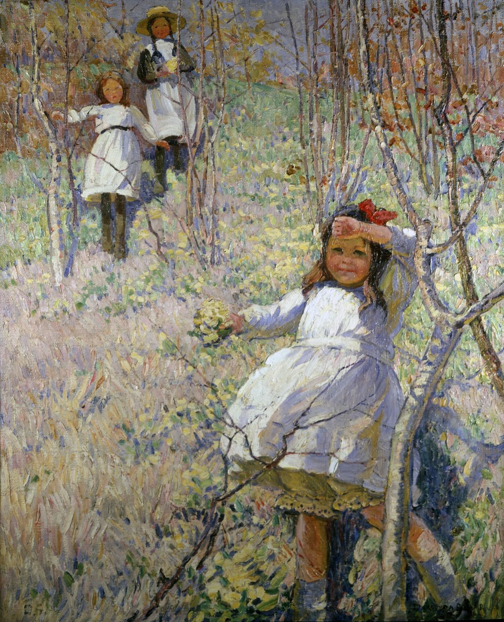 Plukking av primulaer (olje på lerret) av Dorothea Sharp
