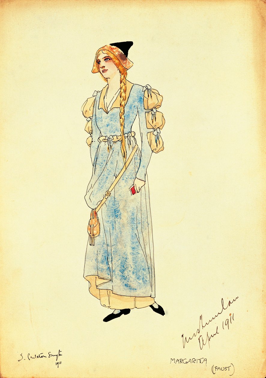 Kostymeskisse for Marguerite for forestilling Faust, av Carleton Smyth av Dorothy Carleton Smyth