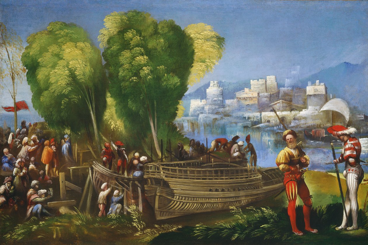 Aeneas og Achates på den libyske kysten, ca. 1520 av Dosso Dossi
