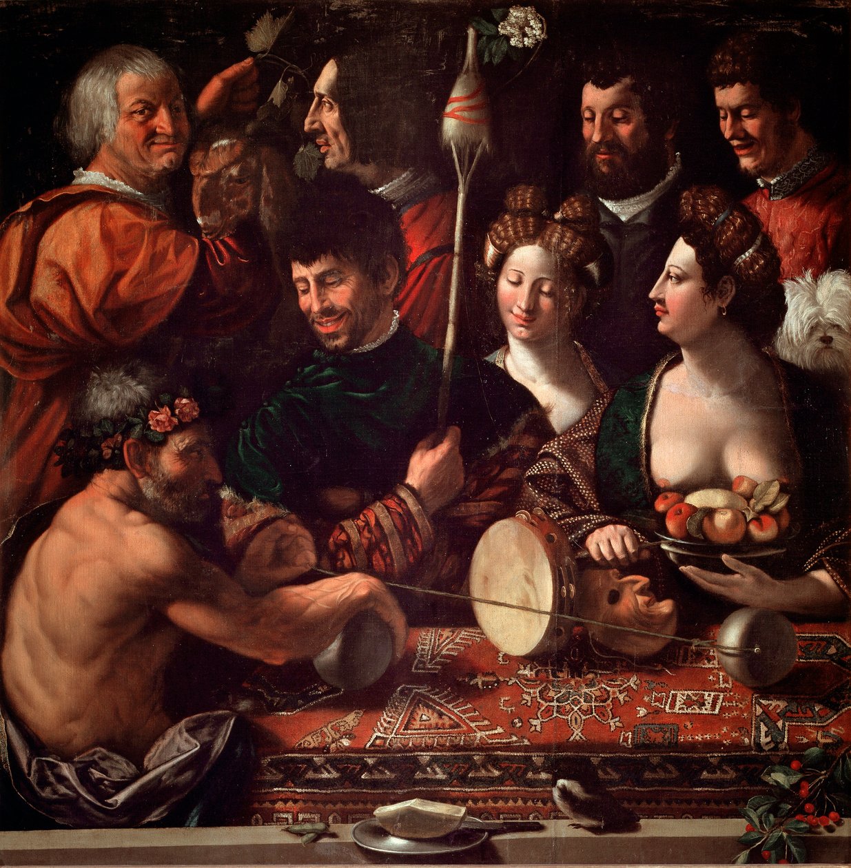 Bambocciata (burlesk maleri). Hekseri eller allegori om Hercules. Maleri av Giovanni Luteri dit Dosso Dossi (ca. 1479-1542). 1500-tallets søn. 143x144 cm Galleria degli Uffizi (Kontorer), Firenze, Italia. av Dosso Dossi