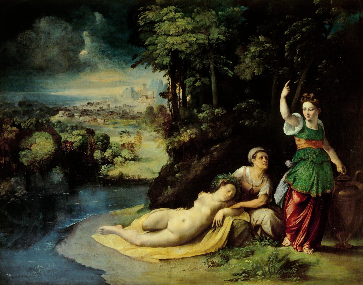 Diana og Callisto, ca. 1528, av Dosso Dossi (ca. 1486-1542), olje på lerret, 49x61 cm av Dosso Dossi