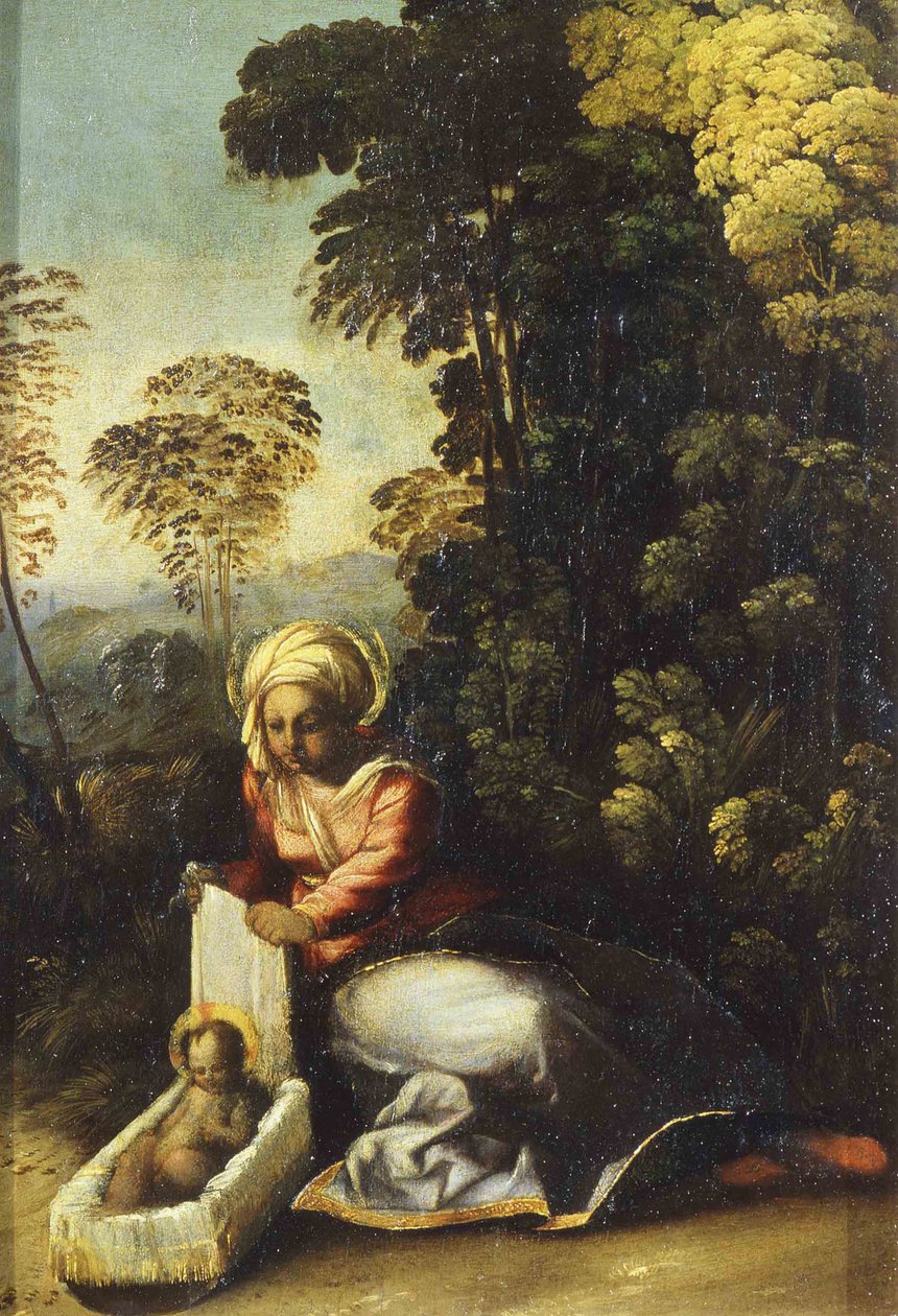 Madonna med barnet La Zingarella, ca. 1513 av Dosso Dossi