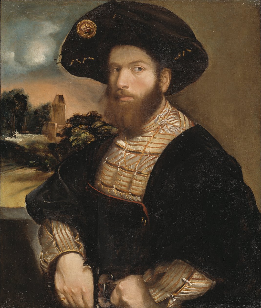Portrett av en mann som bærer en svart beret, ca. 1530 av Dosso Dossi