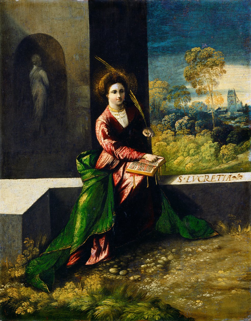 Sankt Lucretia, ca. 1520 (olje på panel) av Dosso Dossi