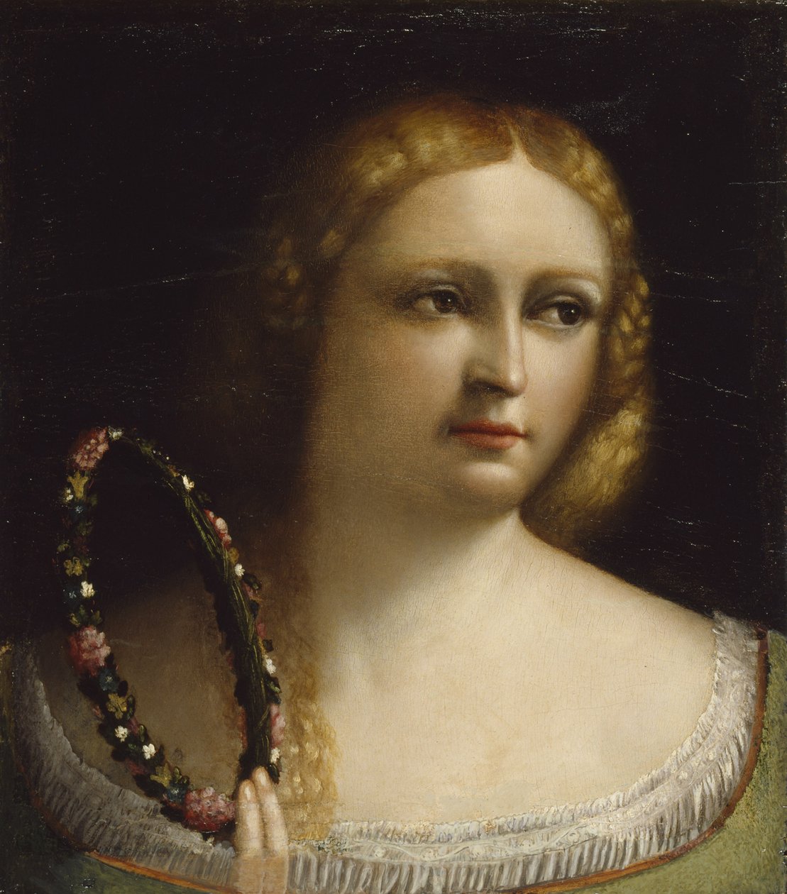 Kvinne med en kranskrone, 1520-25 av Dosso Dossi