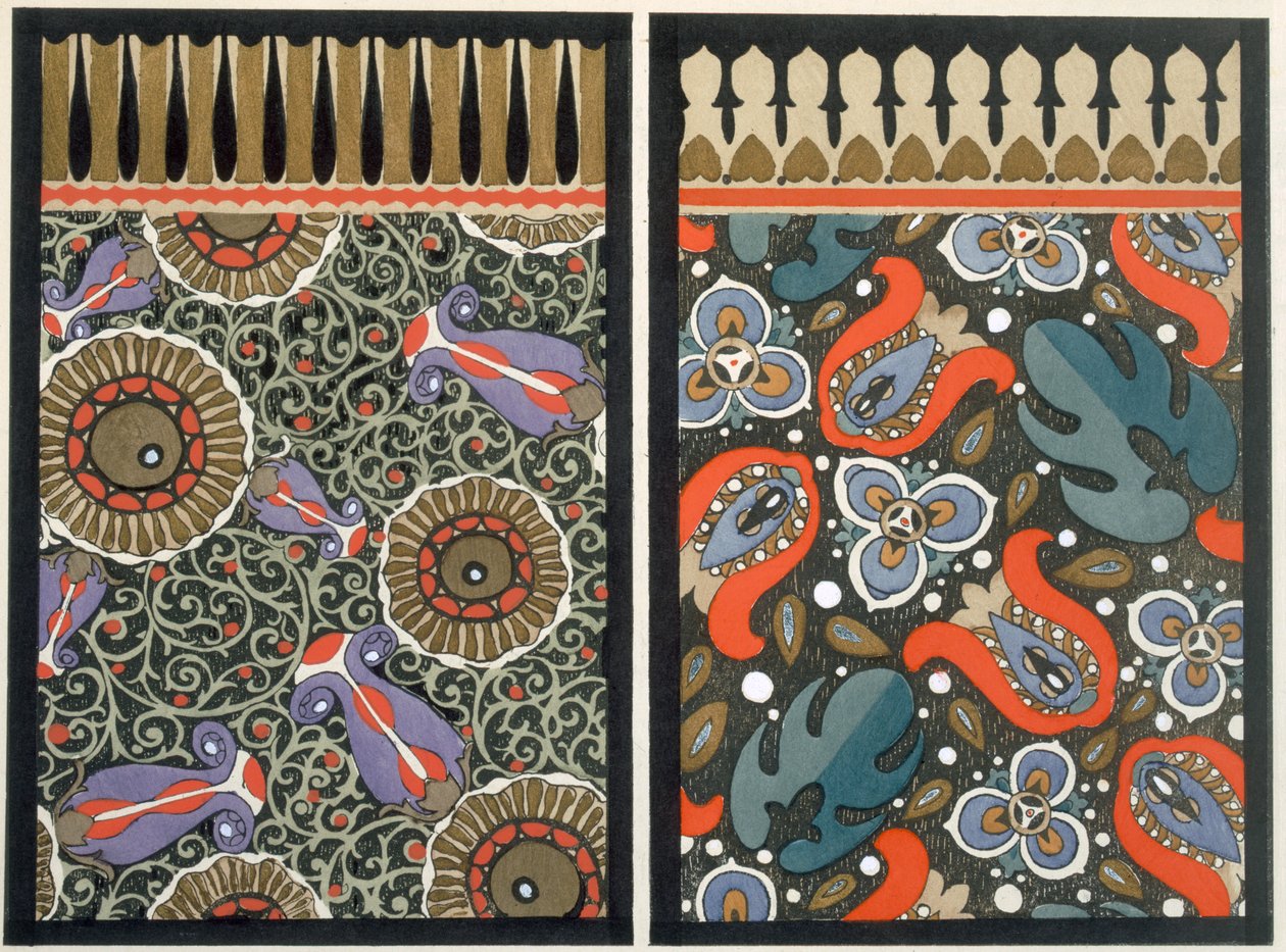 Tapetdesign, ca. 1908 (stensiltrykk) av Dr. P. Siegal