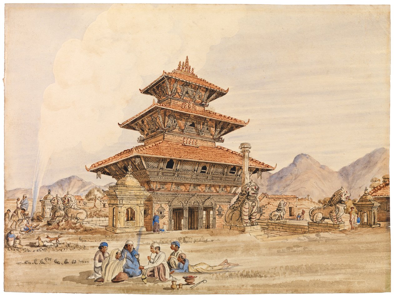 Temple of Devi, Patan, Nepal, 1850-tallet av Dr. Henry Ambrose Oldfield