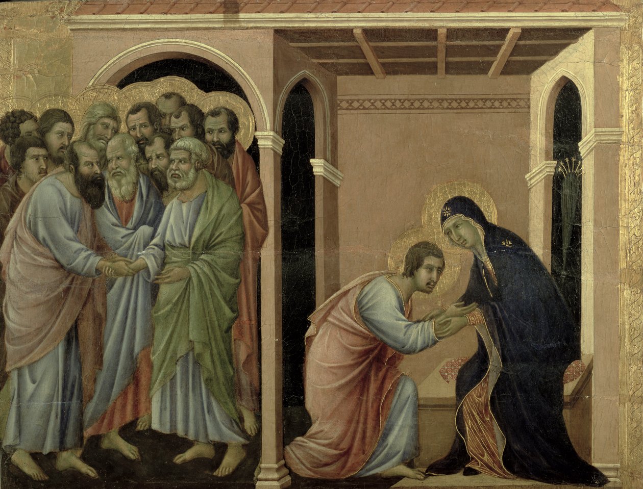 Maesta: Jomfruen sier farvel til St. John, 1308-11 av Duccio di Buoninsegna