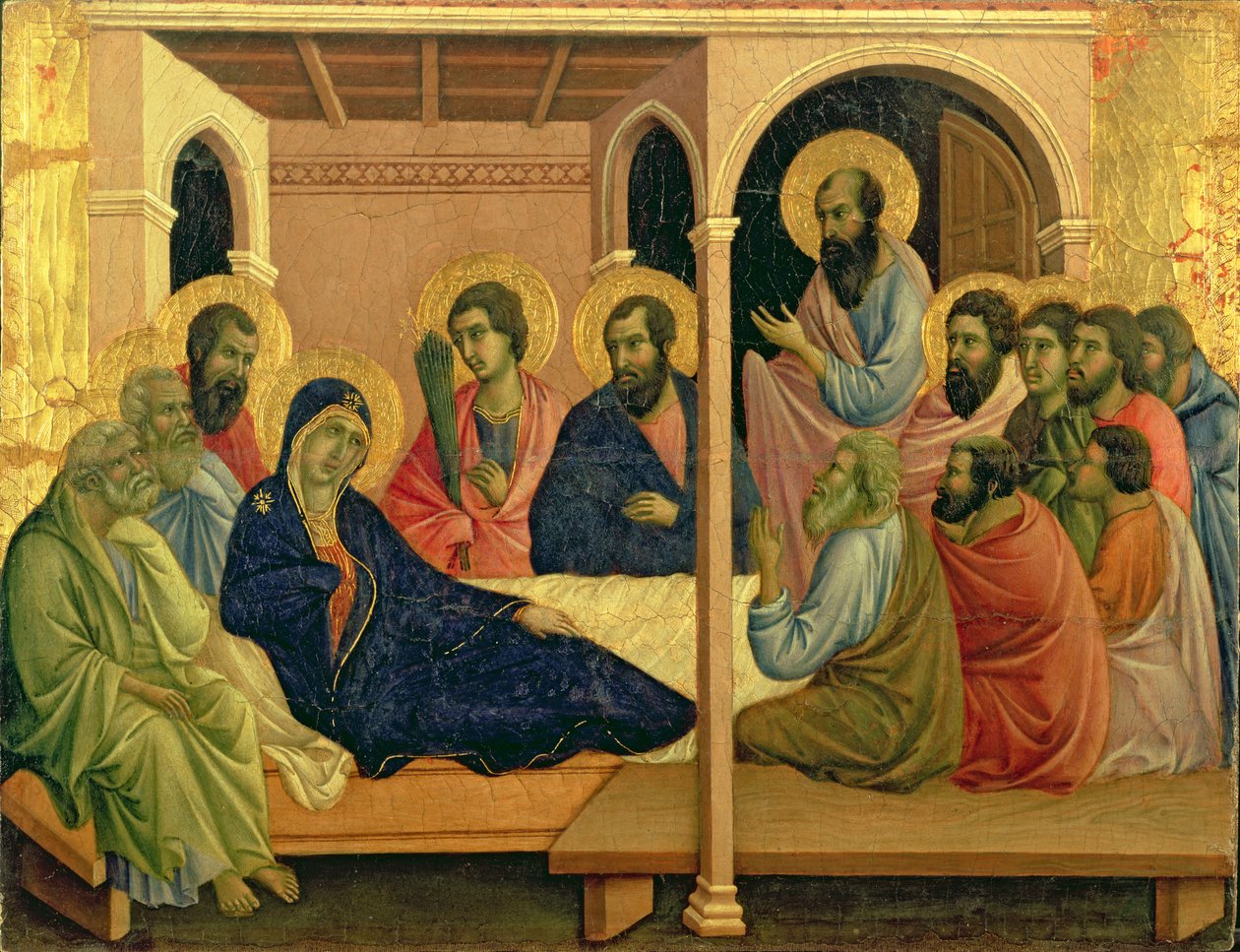 Maesta: Jomfruen tar avskjed med disiplene, 1308-11 av Duccio di Buoninsegna