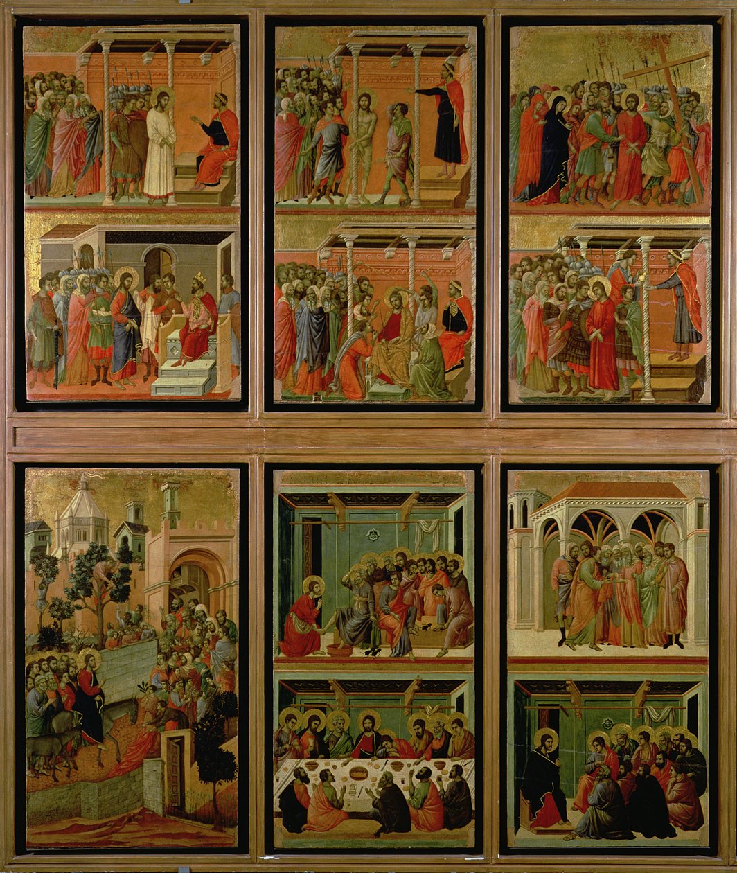 Maesta: elleve scener fra lidenskapen, 1308-11 (tempera på panel) av Duccio di Buoninsegna