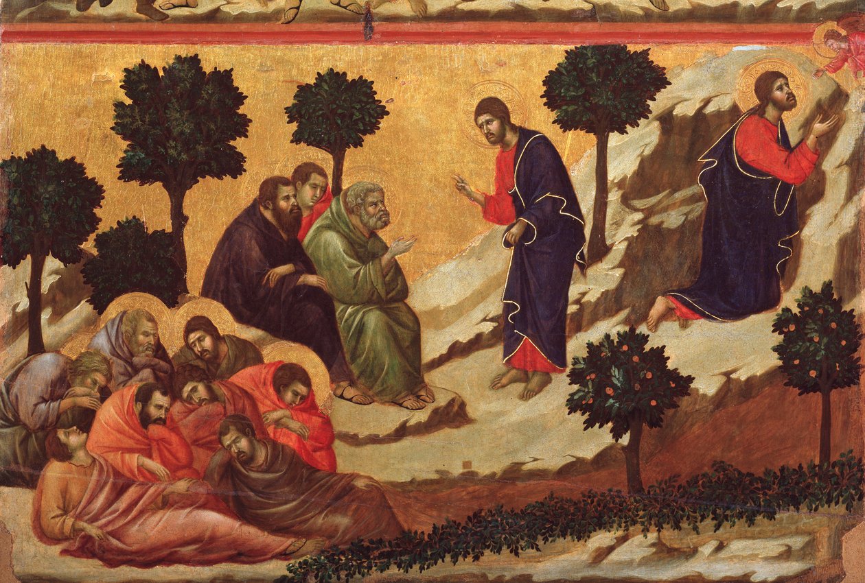 Kval i hagen. Maesta altertavle (tempera på tre av Duccio di Buoninsegna