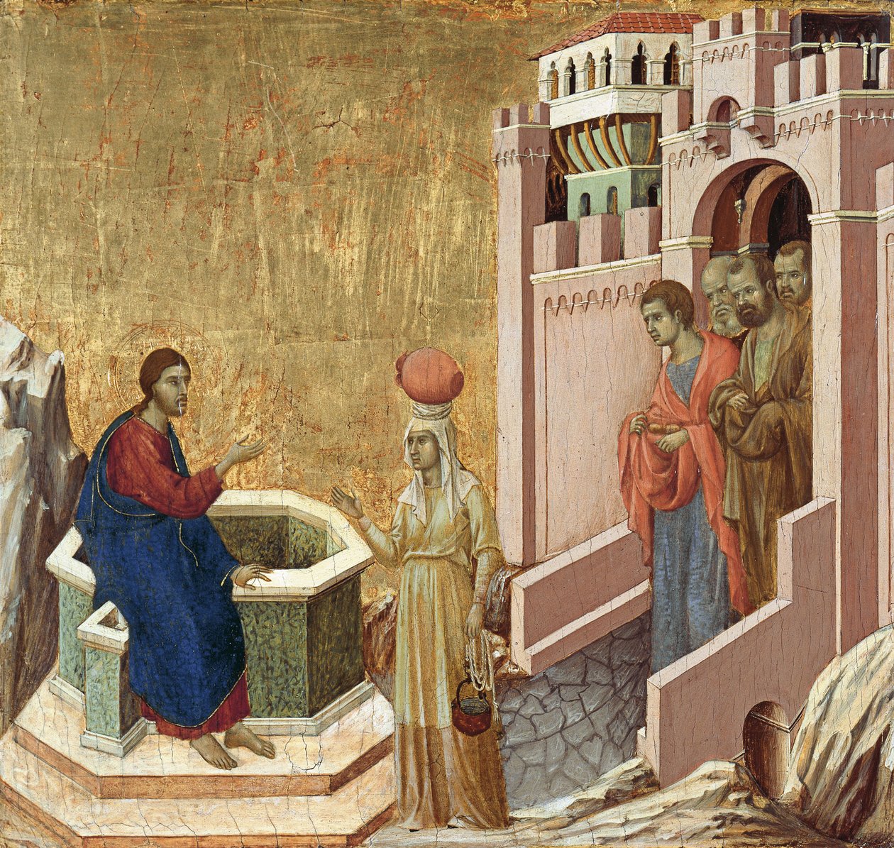 Kristus og den samaritanske kvinnen av Duccio di Buoninsegna
