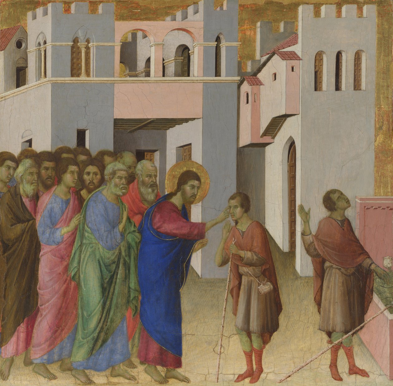 Helbredelsen av mannen født blind, ca 1308-1311 av Duccio di Buoninsegna