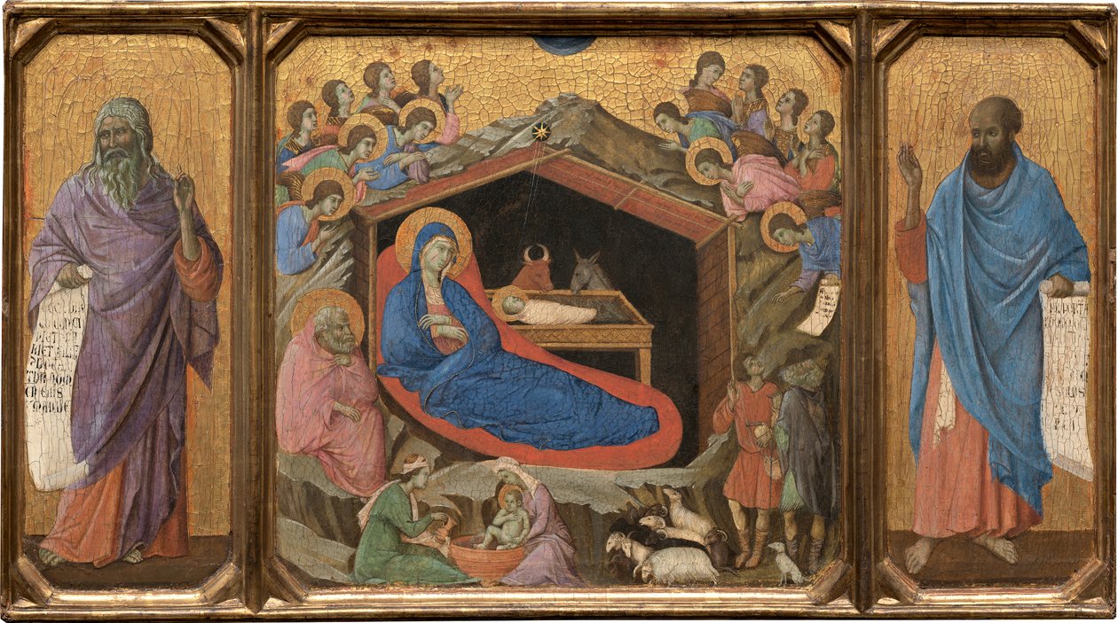 Fødselen med profetene Jesaja og Esekiel av Duccio di Buoninsegna