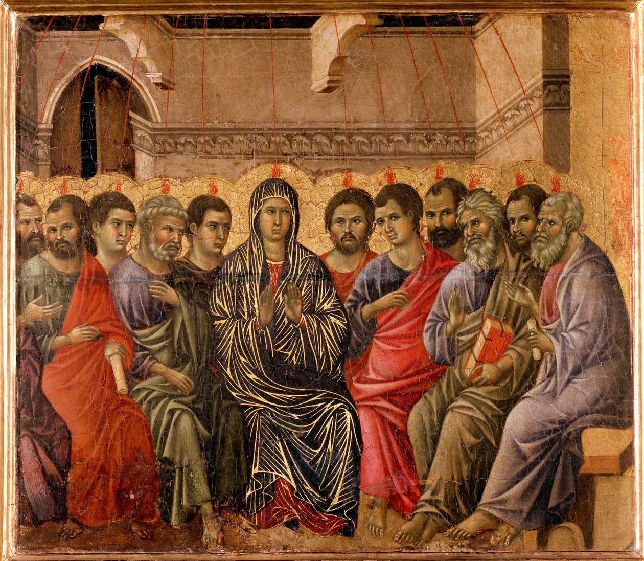 Pentecoot Baksiden av Maesta-altertavlen av Duccio di Buoninsegna