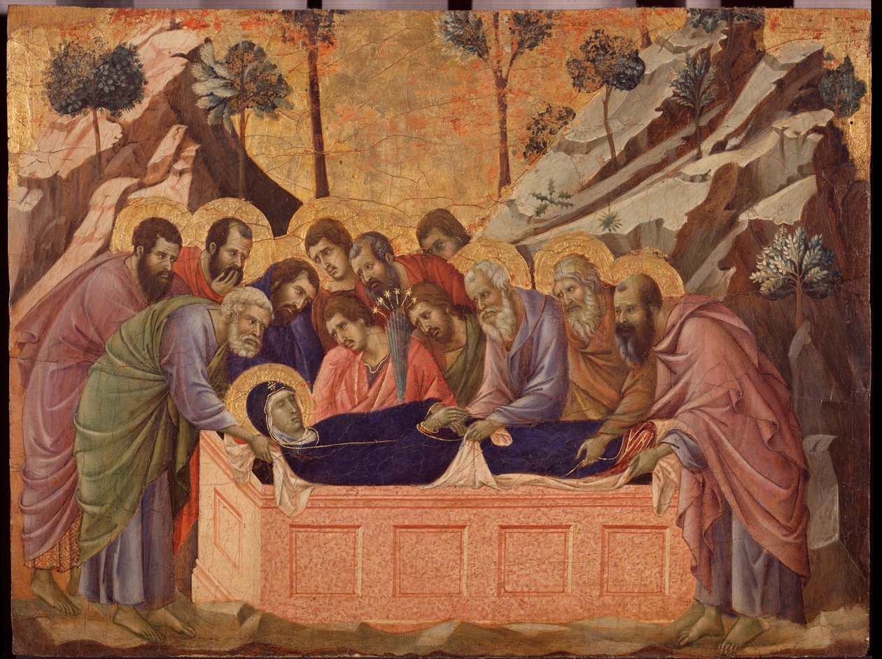 Jomfruens sovesal. Predella of the Maesta (tempera på tre av Duccio di Buoninsegna