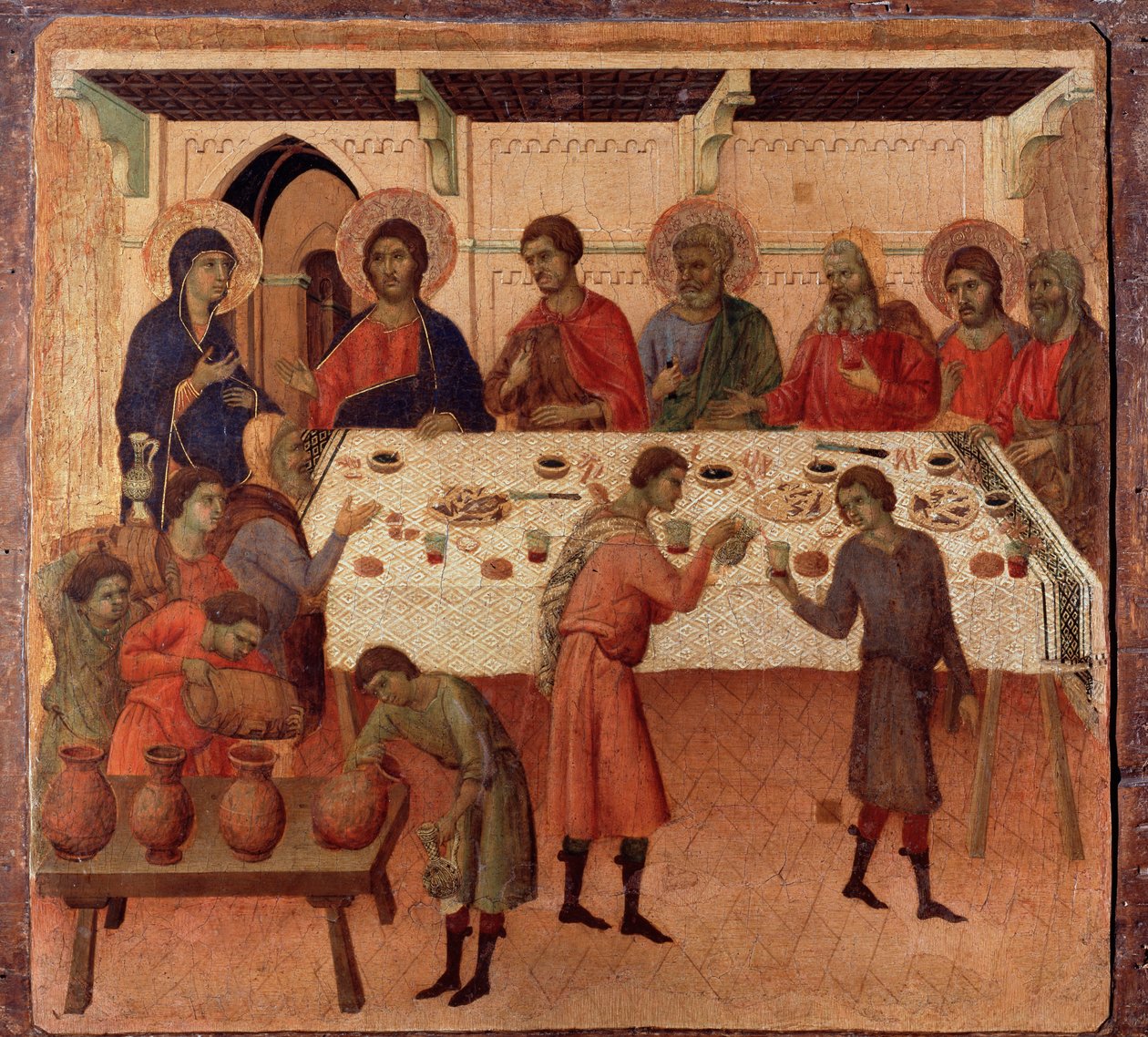 Bryllupet på Cana. Baksiden av altertavlen (tempera og gull på tre av Duccio di Buoninsegna