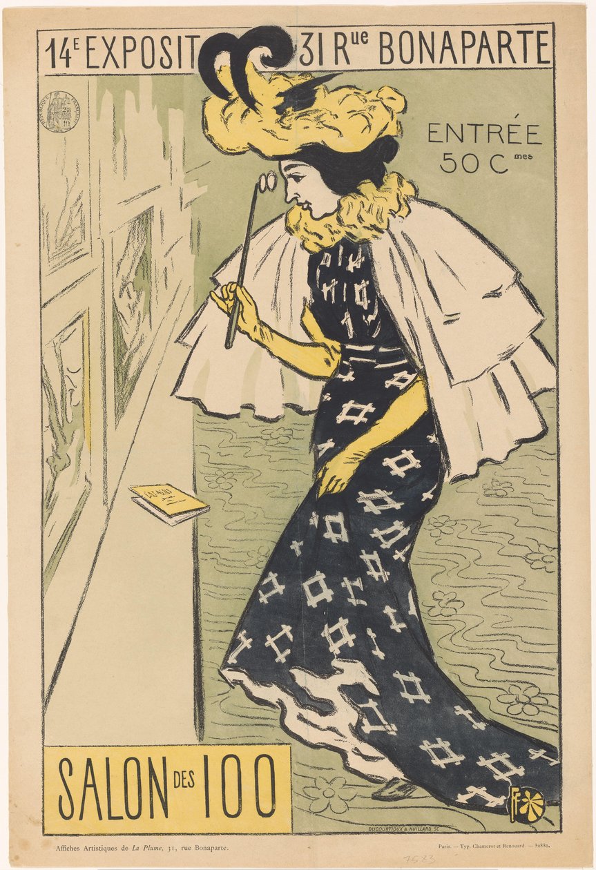 Plakat for den fjortende utstillingen til Salon des 100 av Ducourtioux and Huillard