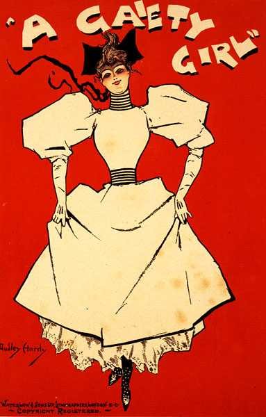 Reproduksjon av en plakat som reklamerer for «A Gaiety Girl» av Dudley Hardy