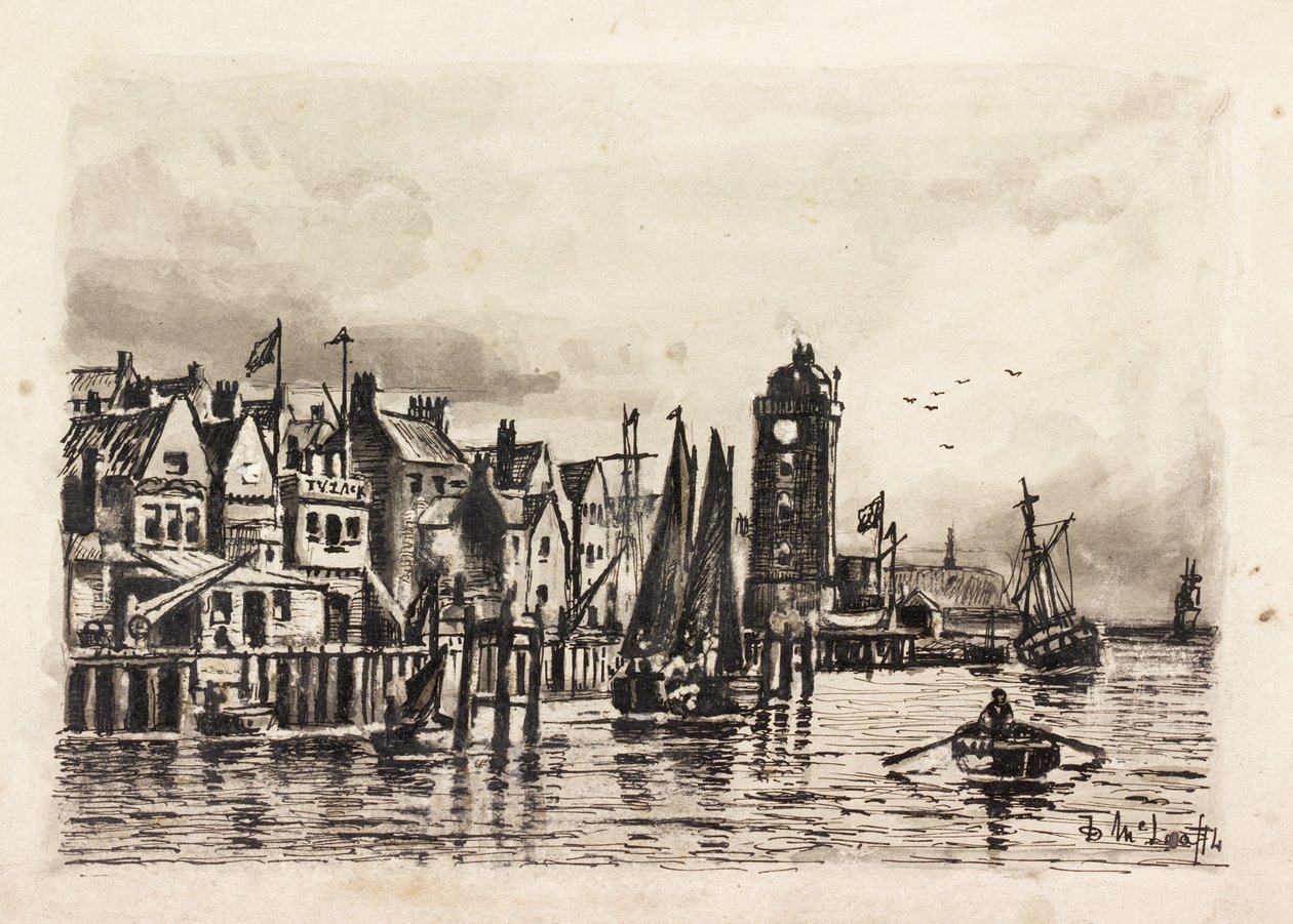 The Low Light (North Shields) (blekk på papir) av Duncan F. McLea