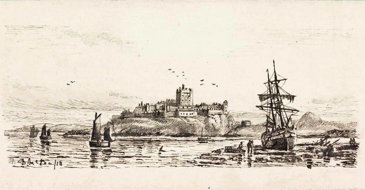 Dutch Schooner strandet i Bamburgh (blekk på kort) av Duncan F. McLea
