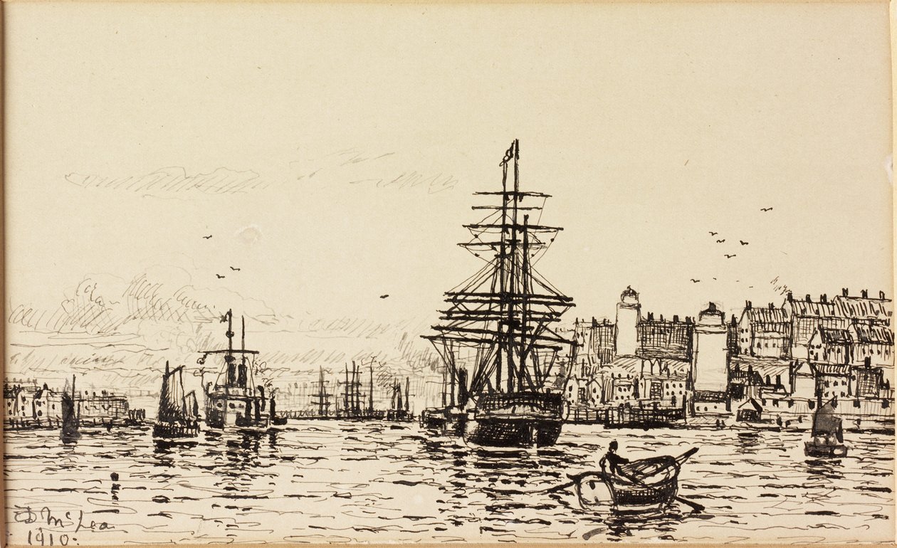 The High and Low Lights North Shields (blekk på papir) av Duncan F. McLea