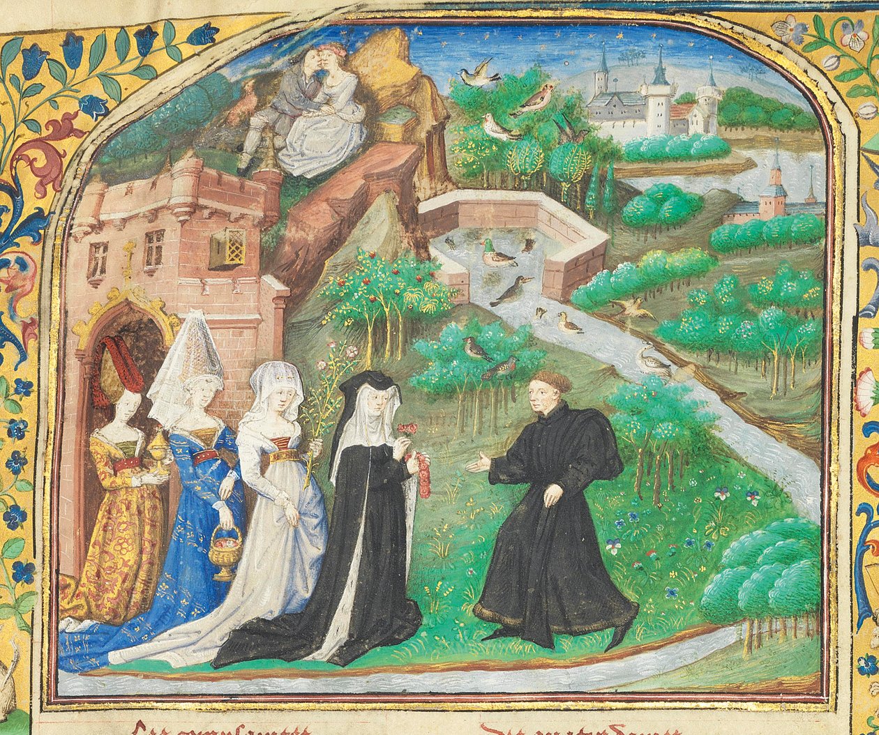 Side fra "La Belle Dame Sans Merci" av Alain Chartier, Paris, tidlig på 1400-tallet av Dunois Master