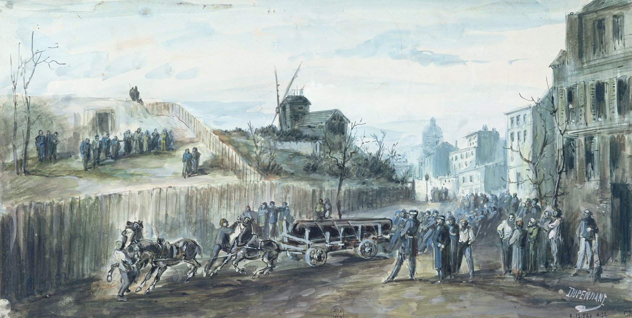 Hendelse under Paris-kommunen i 1870 (vask på papir) av Dupendant