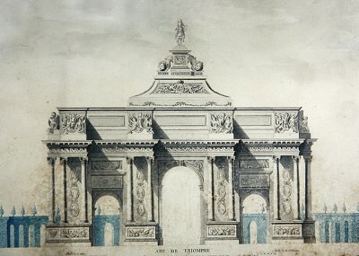 Arc de Triomphe, etter design av Claude Perrault (1613-78) (akvarell og gouache på papir) av Dupouy Dupouy