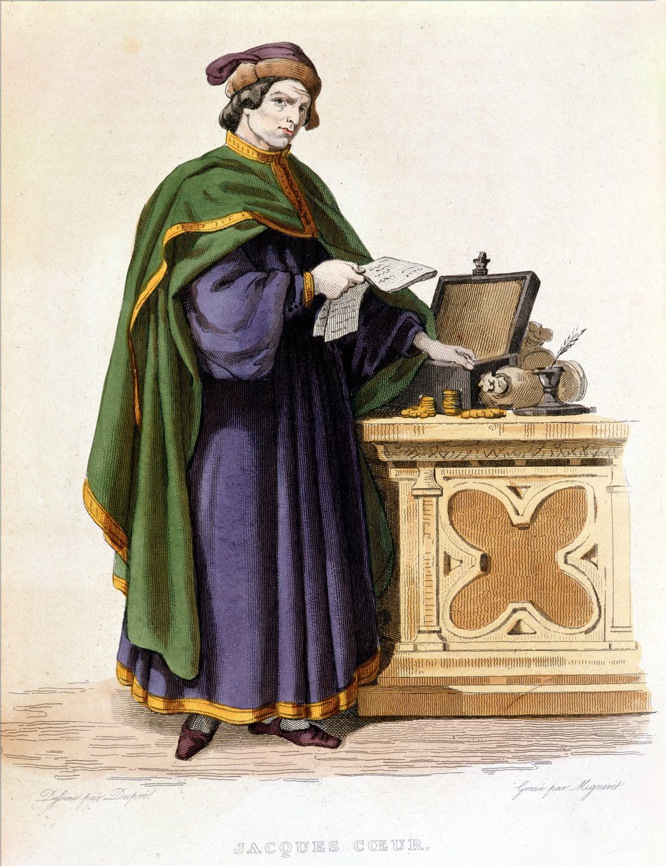 Jacques Coeur (ca. 1395-1456), gravert av Mignaret etter en tegning av Dupre, ca. 1840 av Dupre